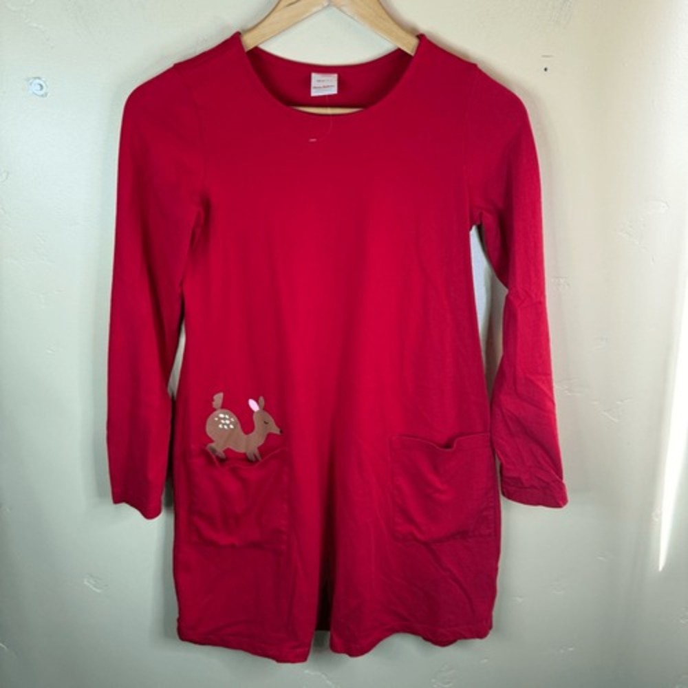 NWOT Hanna Andersson Girls Red Pullover Pocket Dress Decal Size 150CM or US 12‎